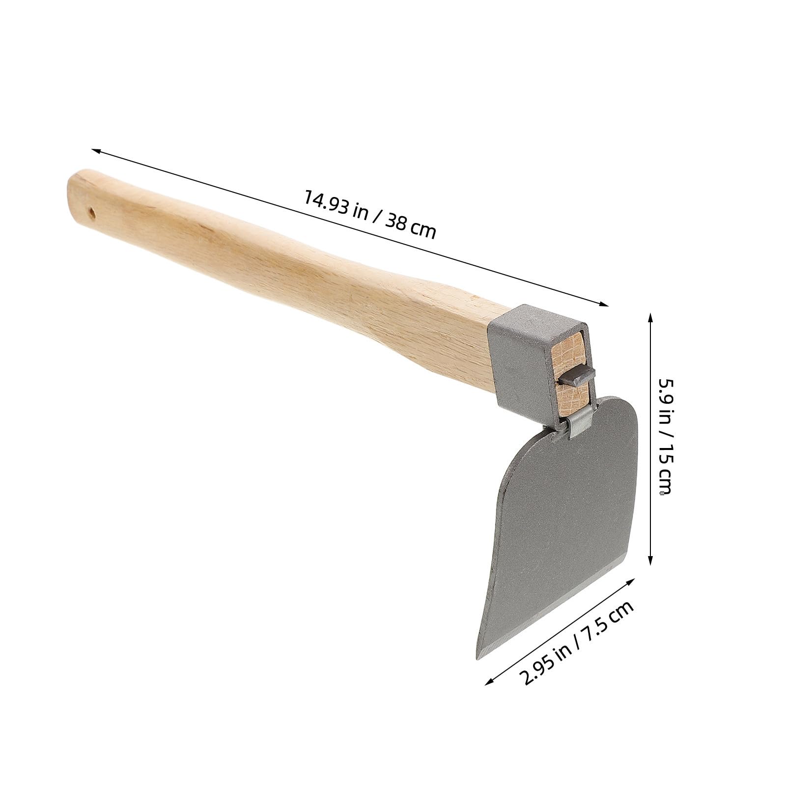 Pequeña Azada de Jardín de Acero Mango de Madera Ergonómico, Herramienta Manual para Desherbar y Paisajismo en Jardinería, Pack de 2 Piezas