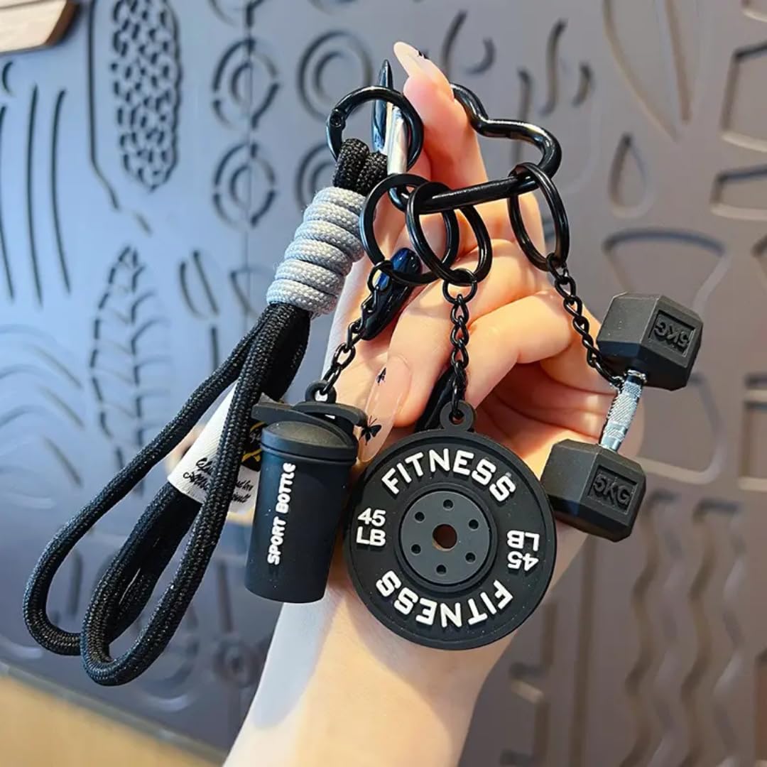 warmingo de Gym Keychain for Men & Women | Dumbbell, Weight Plate & Sport Bottle Charm Key Ring | Fitness Key Chain for Gym Bag Backpack | Valentine Gift for GymLovers-picture-49
