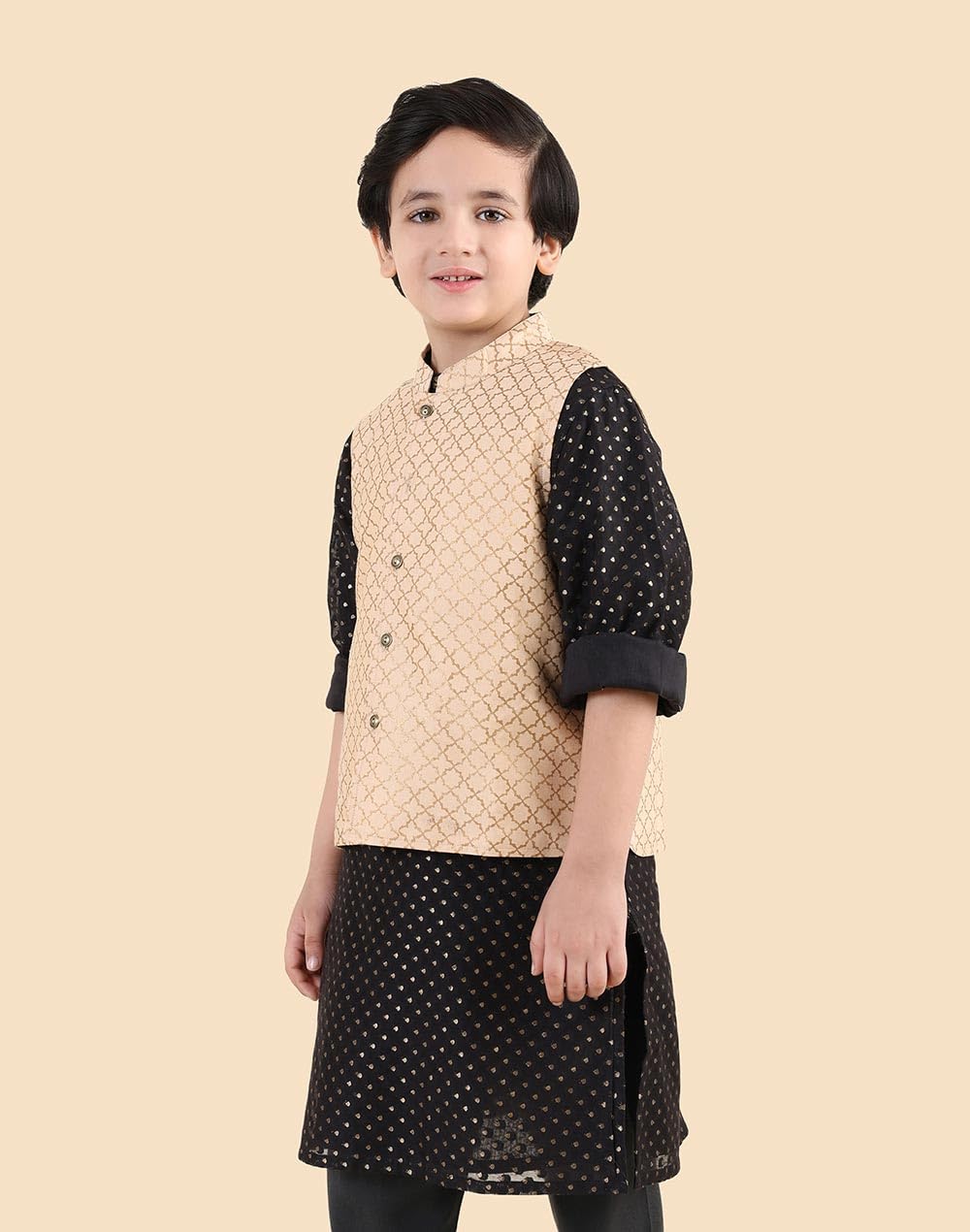 Fabindia Giacca stampata in misto viscosa beige