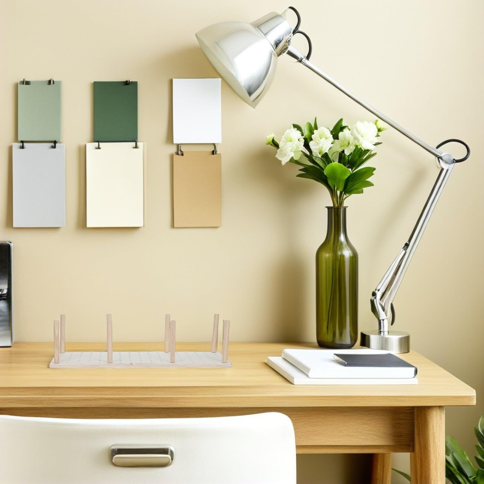 VICASKY 2 Ensembles Organisateur Cuisine avec Design à Chevilles Réglables en Bois Beige pour Rangement des Ustensiles et Vaisselle, pour Tiroir et Camping