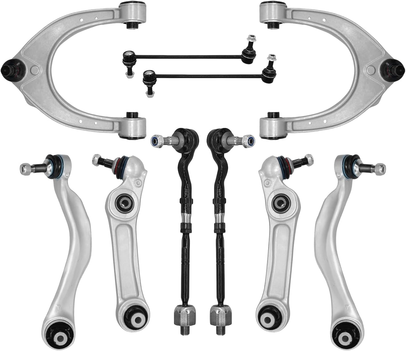 12Pcs Front Upper Lower Control Arms with Ball Joints Tie Rods Sway Bars End Link Suspension Replacement For BMW 528i 535d 535i 550i 640i 650i Active Hybrid5