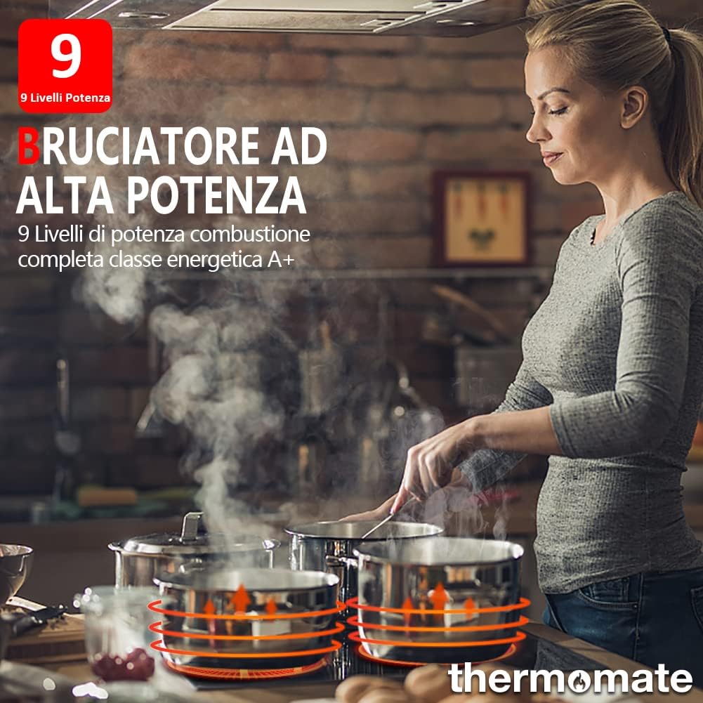 Thermomate IHTB604 Piano Cottura a Induzione da 60 cm Piano Cottura Elettrico da Incasso Booster Controllo del Cursore Fornello a Induzione Piastra in Ceramica Nera Thermomate IHTB604 Piano Cottura a Induzione da 60 cm Piano Cottura Elettrico da Incasso Booster Controllo del Cursore Fornello a Induzione Piastra in Ceramica Nera