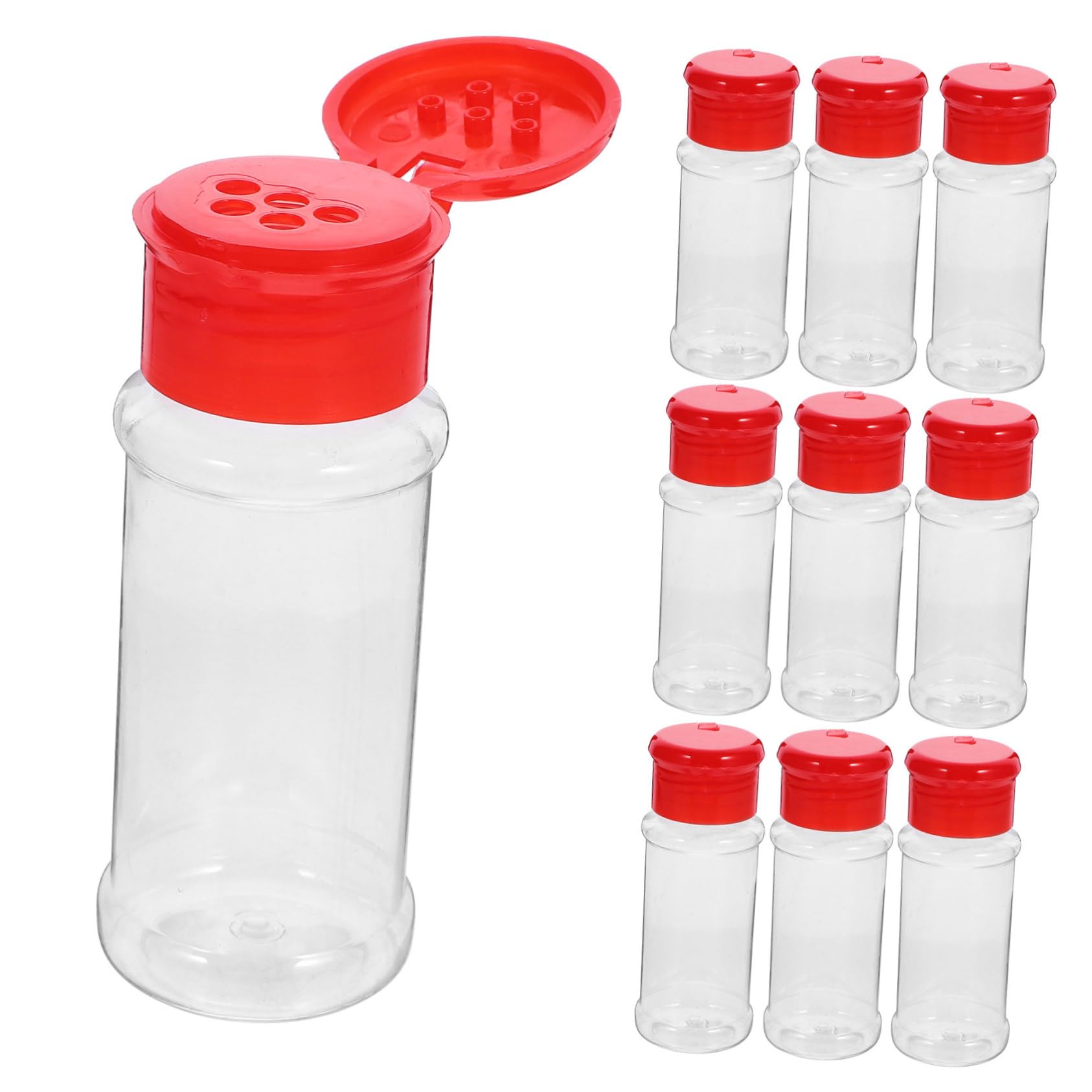 PRETYZOOM 10 Pack Plastic Spice Jars Seasoning Bottles Pepper Salt Can Condiment for Bbq Kitchen