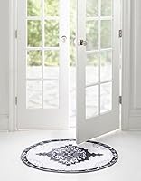 Vista 1 de Unique Loom Timeless Collection - Alfombra de área - Thomas (2' x 3' 1" ovalada, negro y blanco/gris)