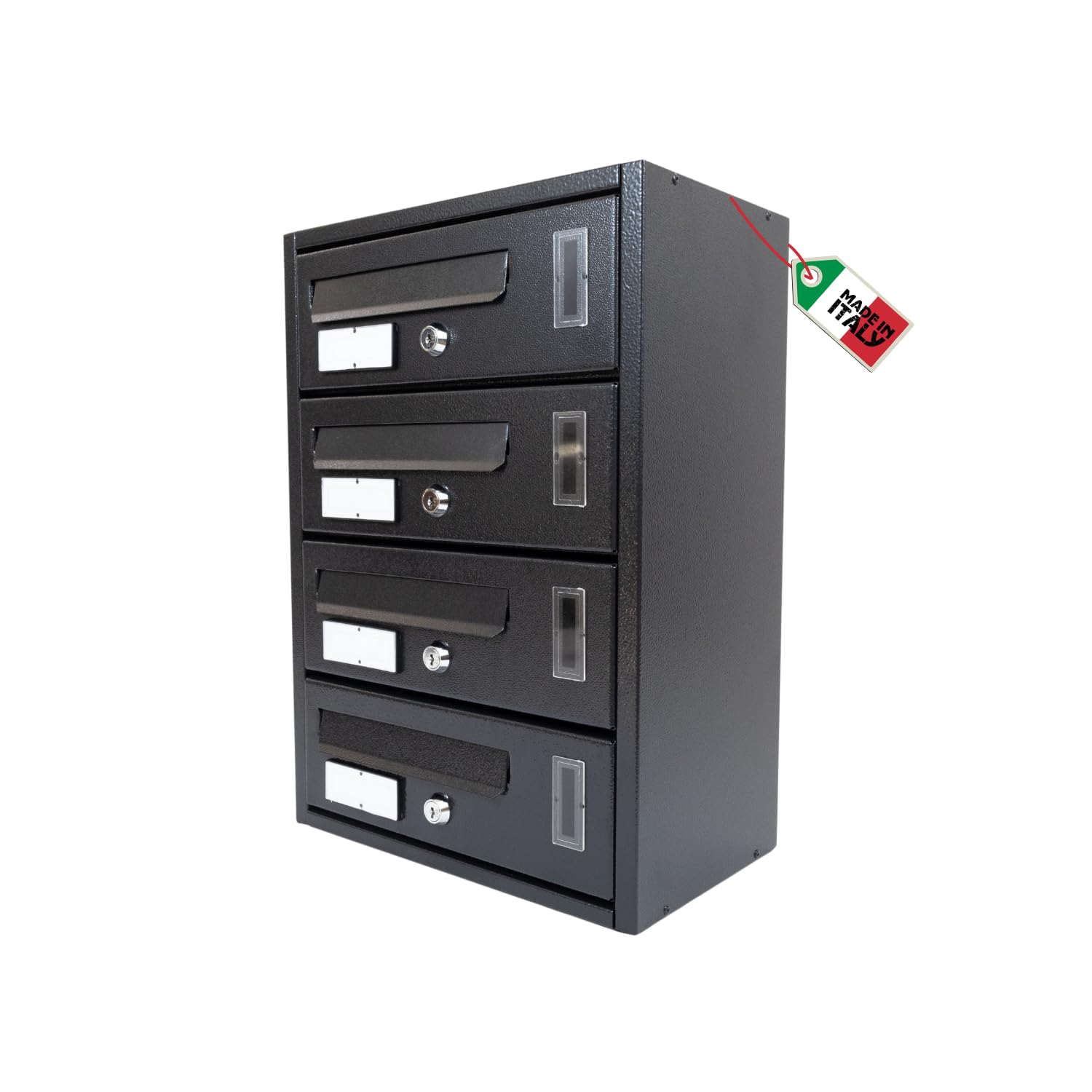 MOHOME Cassetta Postale Esterno Condominiale Antracite Componibile Modulare Orizzontale Ferro Pesante 4 Scompartimenti Dimensioni 30 x 17 x 42 cm Apertura Frontale Interno Doppia Chiave Sicurezza