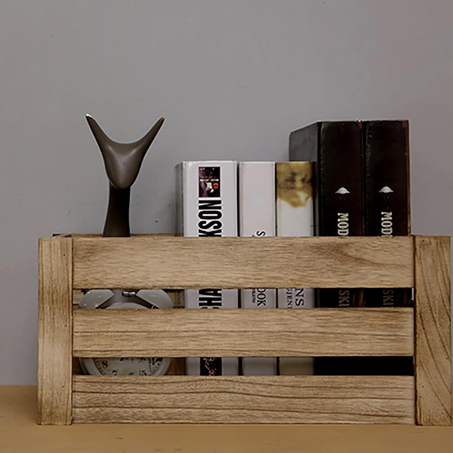 Lawei Set of 3 Wood Nesting Storage Crates with Handle, Rustic Farmhouse Decorative Wooden Crates Distressed Crates Storage Container for Display, Large Vintage Wood Decor Crates Wooden Baskets
