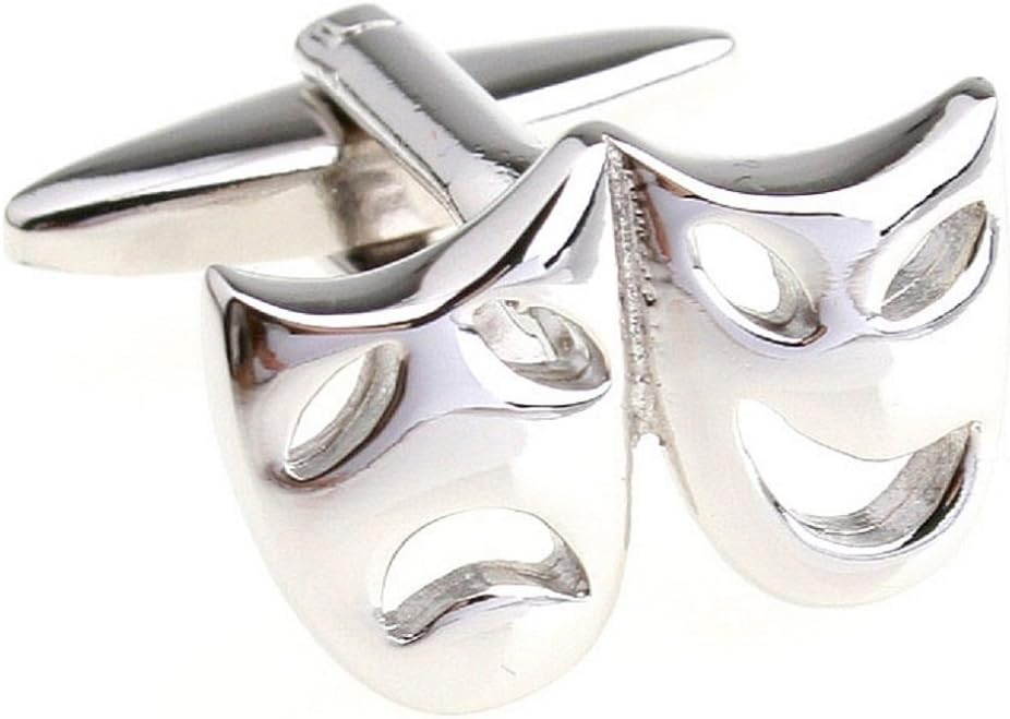 MRCUFF Drama Masks Theater Theatre Pair of Cufflinks in a Presentation Gift Box & Polishing Cloth