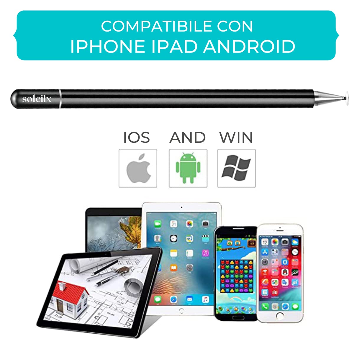 Penna per Tablet Universale Touch Screen Compatibile con Apple Pencil iPhone iPad Android
