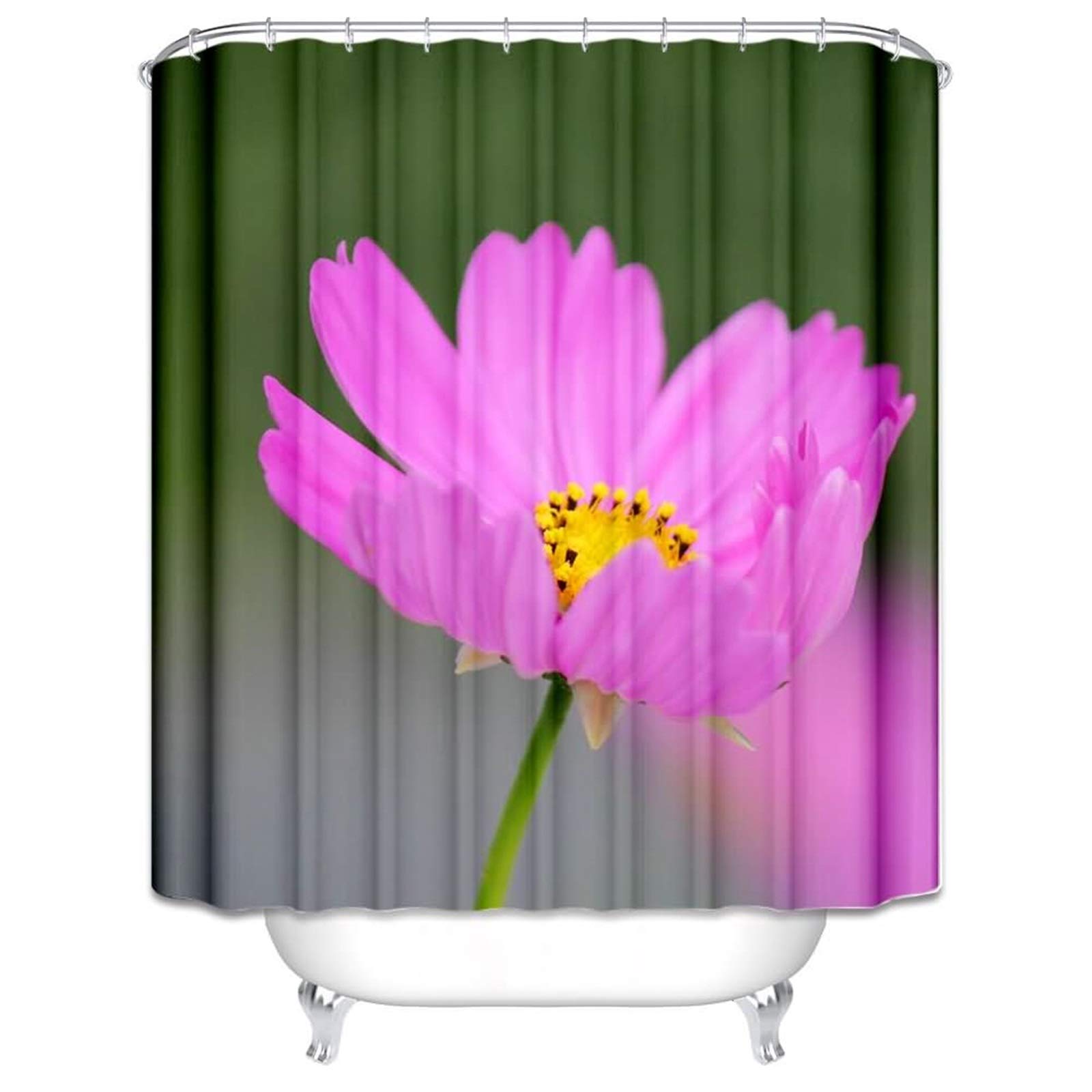 Tenda Doccia 150 x 180, Poliestere Multicolore Fiori rosa Tenda doccia con Grommets e ganci