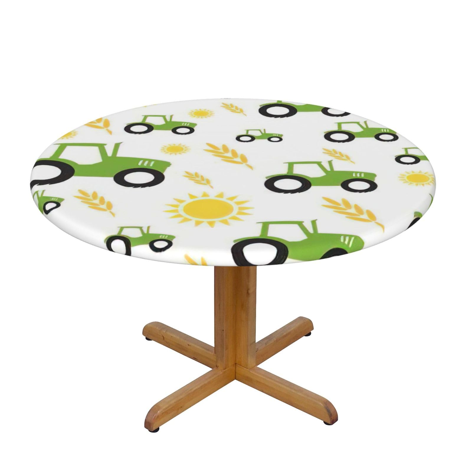 Tractor Farming Print Wipe Clean Oval Tablecloth Stain-Resistant Dining Table Accessories Table Protector For Home