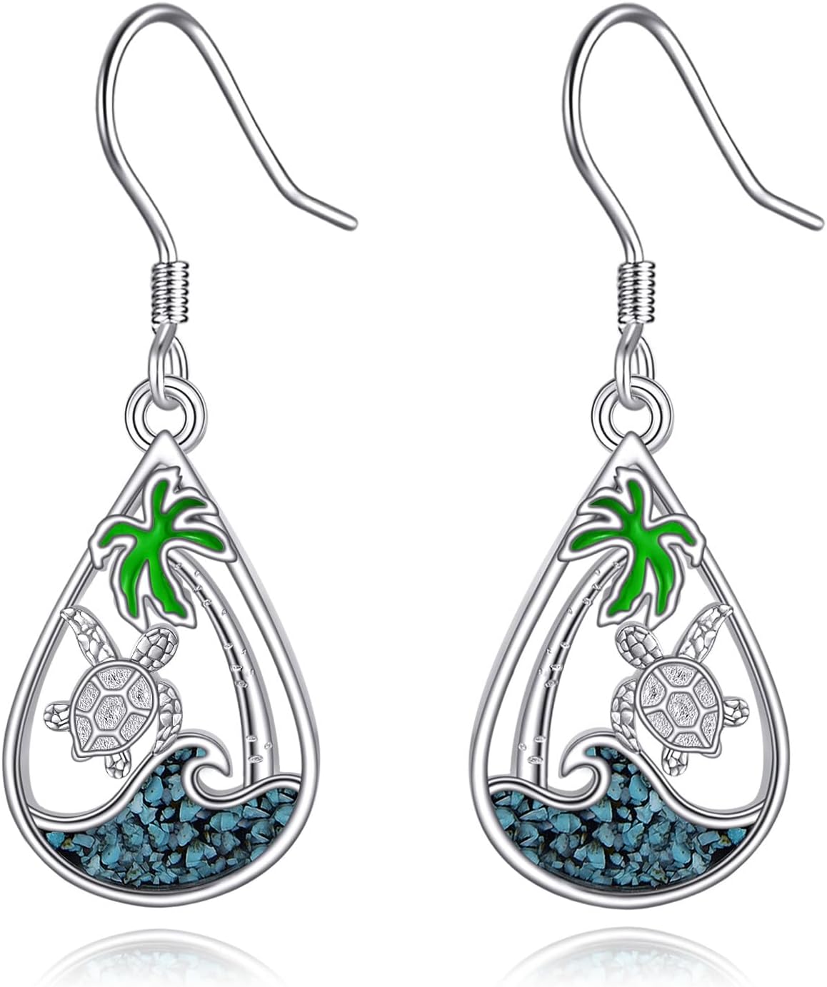 YFN Ocean Wave and Mountain Earrings Sterling Silver Dangle Drop Dangling Earrings Jewelry Gifts for Women