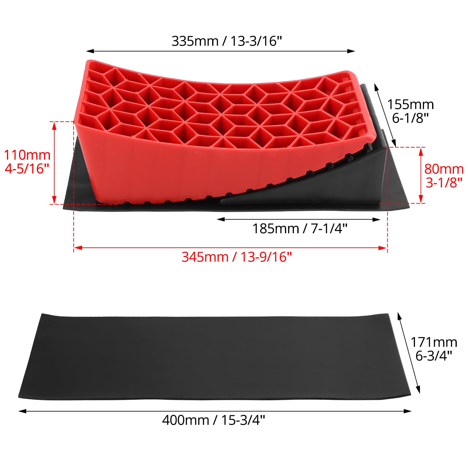 QWORK® 2 Pezzi Cunei di Roulotte, Cuneo di Guida Livellamento Fino 11cm, Cunei per Ruote con Borsa Portaoggetti, per Camper, Roulotte, Rimorchi