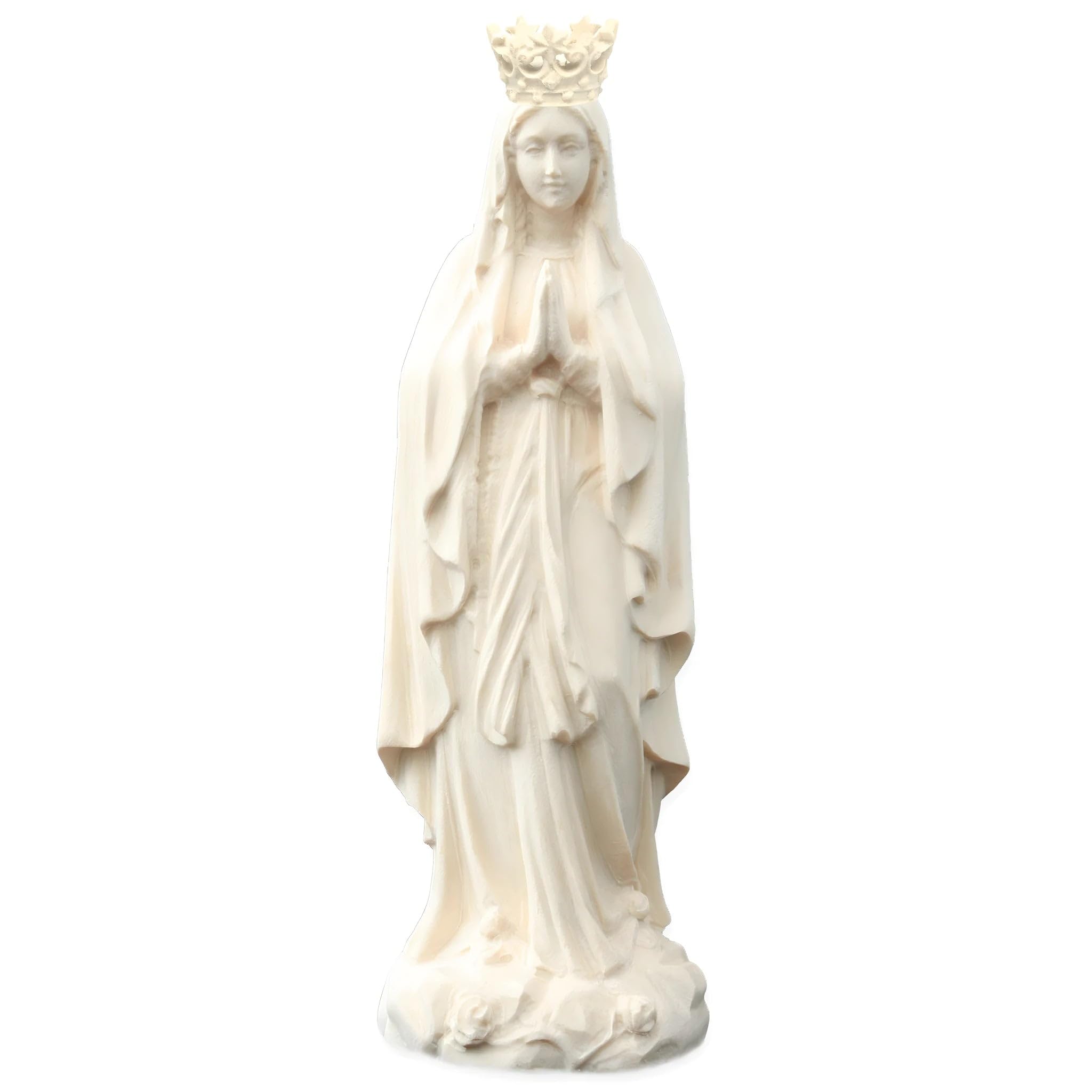 Dolfi figurka Matki Bożej z Lourdes z drewnianą koroną, 12 cm, naturalne drewno w Val Gardena | Figurka szopka