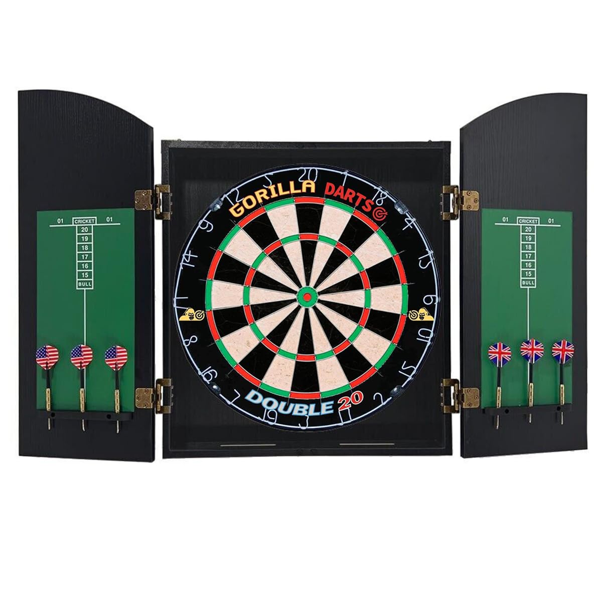 Centre Set Wooden Black Ash Cabinet Set Dartboard inc Darts Package