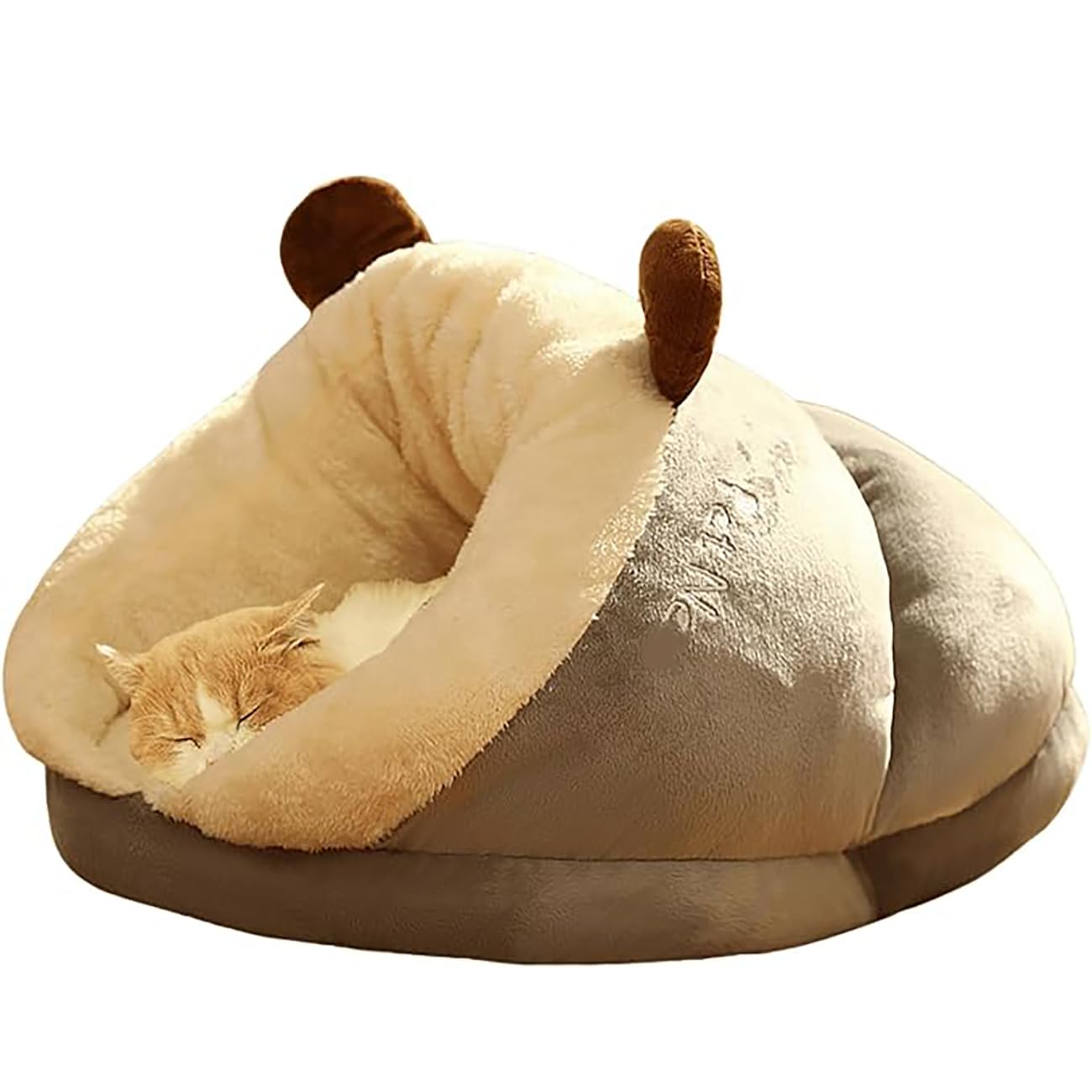 Small Dog Bed Cat Cave, Heated Cat Bed, Pet Tent for Small Medium Puppies, Kitty Dogs Cats, Cute Cat Nest Bed, Thick Fleece Warm Soft Cat Sleeping Bag, Cozy Bed for Indoor Cats and Kittens (L, Grey)