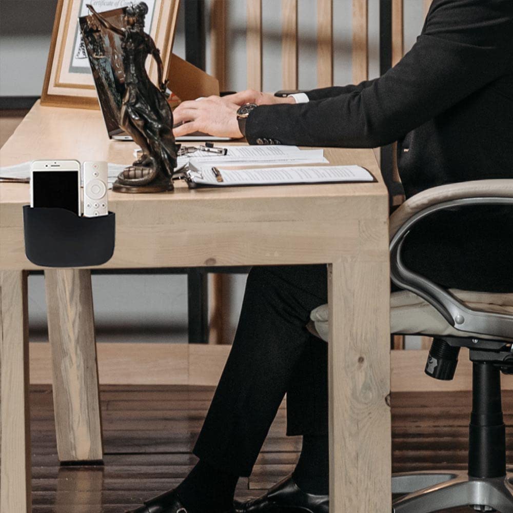 LINFIDITE Adhesive Remote Control Holder Wall Mount Storage Organizer Box Phones Charging No Drilling with Slot Universal Controller Holder Home Office Desk Nightstand Stationery Supplies,Black