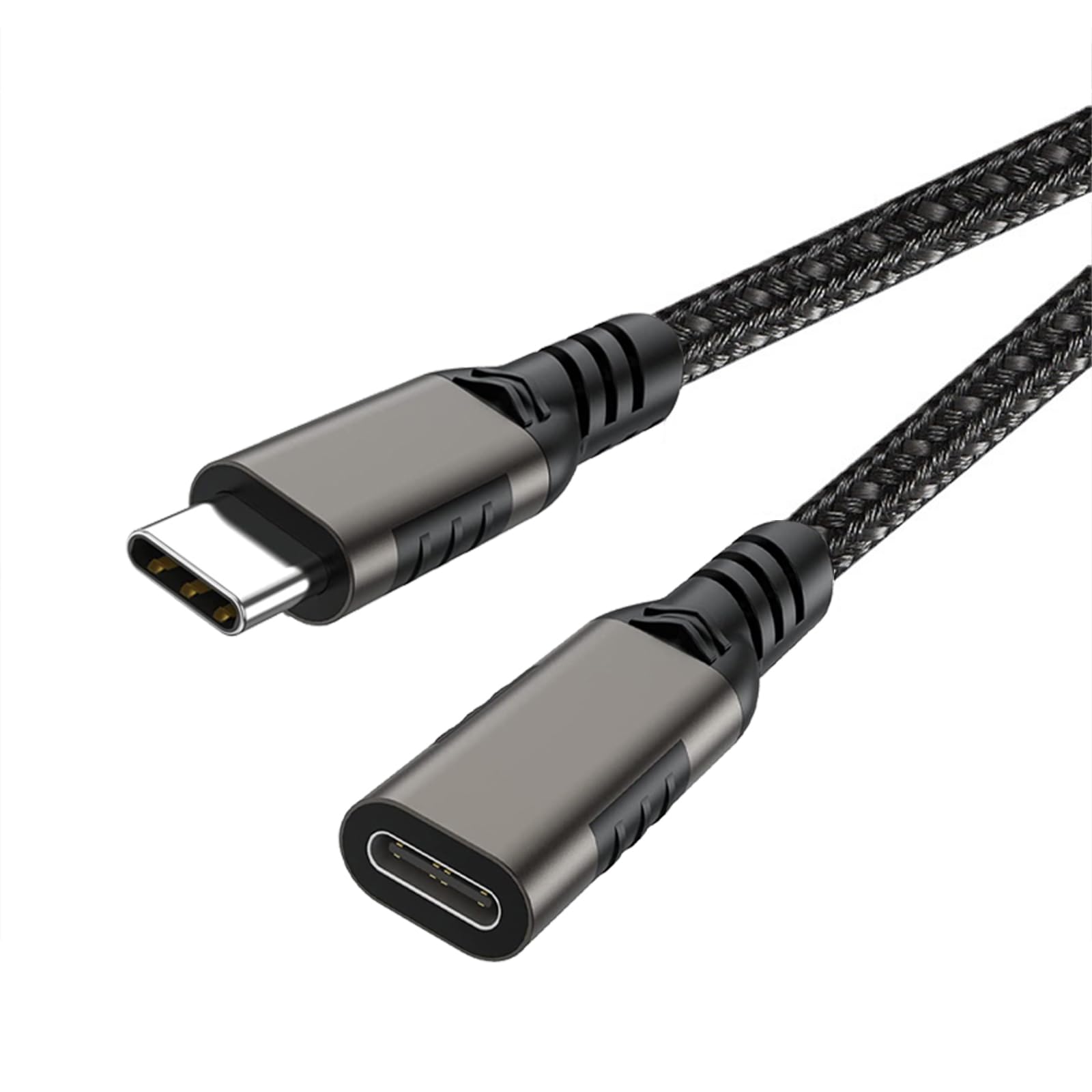 USB type C 延長ケーブル 1m (ガン色) LpoieJun 20Gbps高速データ通信/ 8K@60Hz映像出力/240W PD急速充電 超高耐久ナイロン編み USB C タイプc 延長コード スマートフォン/タブレット/ゲーム機/ノートパソコンのタイプｃ機種に対応