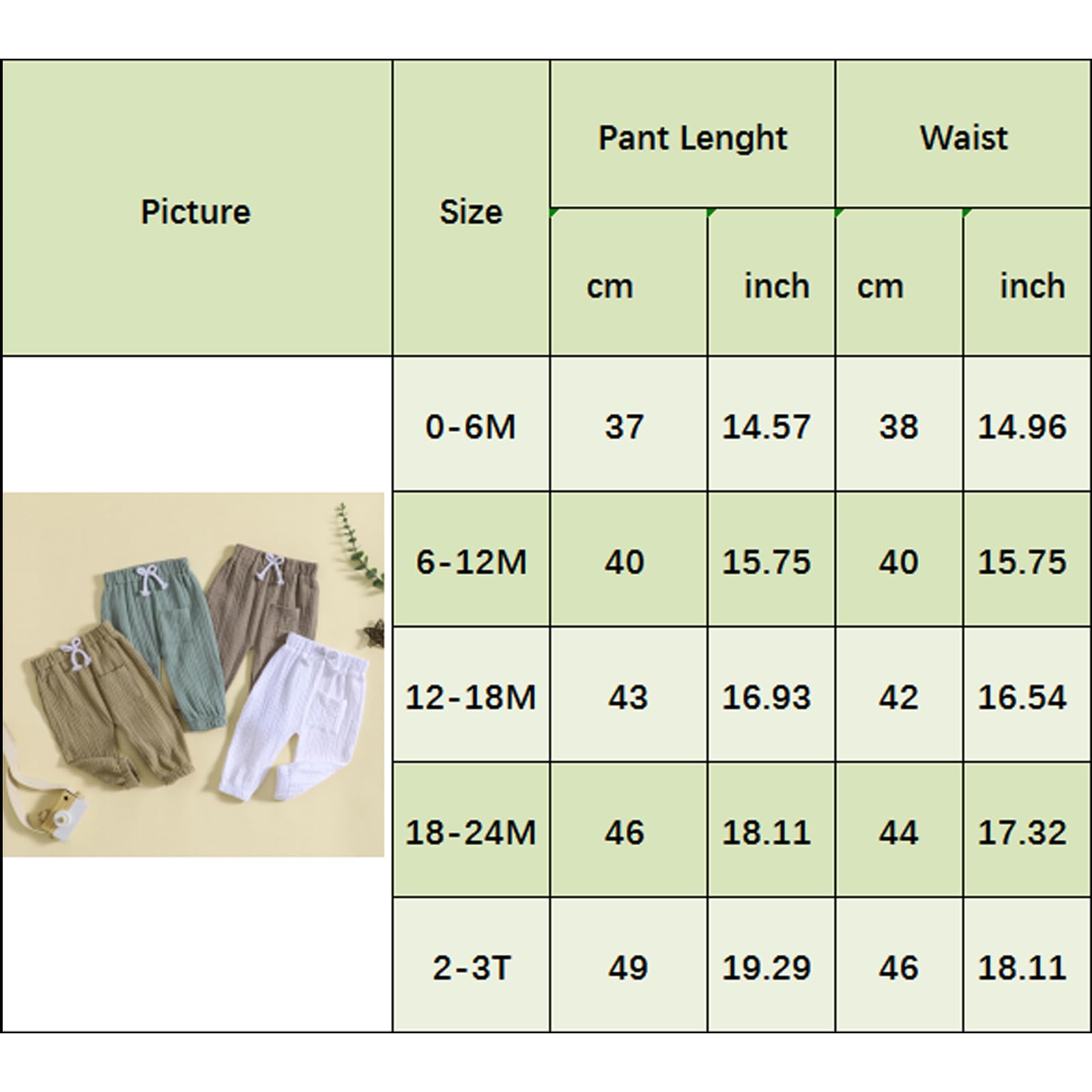 Ursobutegl Toddler Baby Boy Girl Cotton Linen Joggers Pants Elastic Basic Pocket Long Pants Harem Bloomers Infant Fall Clothes (4pcs, 0-6 Months)