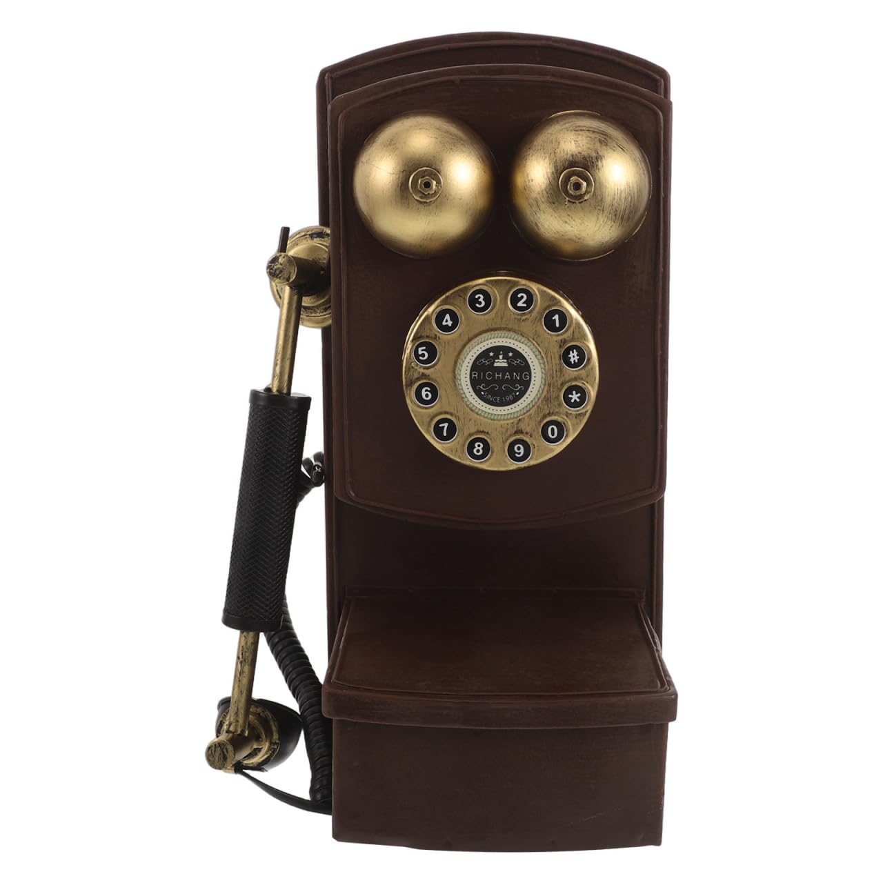 Teléfono antiguo de pared retro de hierro CRAFTHROU vintage resistente al desgaste 8
