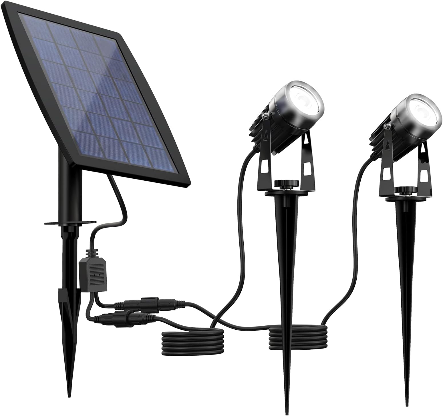 DINGLILIGHTINGSolar Spot Lights Outdoor, LED Solar Landscape Spotlights, Solar Powered Wall Lights 2-in-1 Waterproof Solar Landscaping Light for Yard Garden Driveway Patio Lawn, Auto On Off Daylight