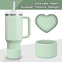 Vista 29 de WUQID Heart Shaped Texture Silicone Boot Compatible with Stanle Quencher H2.0 IceFlow Flip 20oz 30oz 40oz,Hydroo Flask 12-24oz