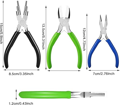 Miniatura 7 de Mudder El juego de 3 alicates para joyería incluye 6 en 1 para hacer fianzas, alicates de nariz doblada de nailon para manualidades, joyería de