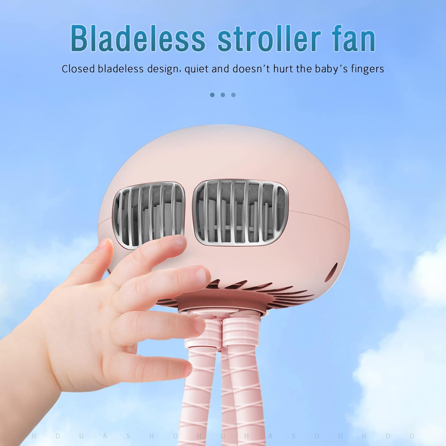 DGLK Stroller Fan, Portable Fan, 5200mAH Battery Powered Bladeless Small Fan, Like USB Mini Fan, Suitable for Stroller, Desk, Handheld, Suspended