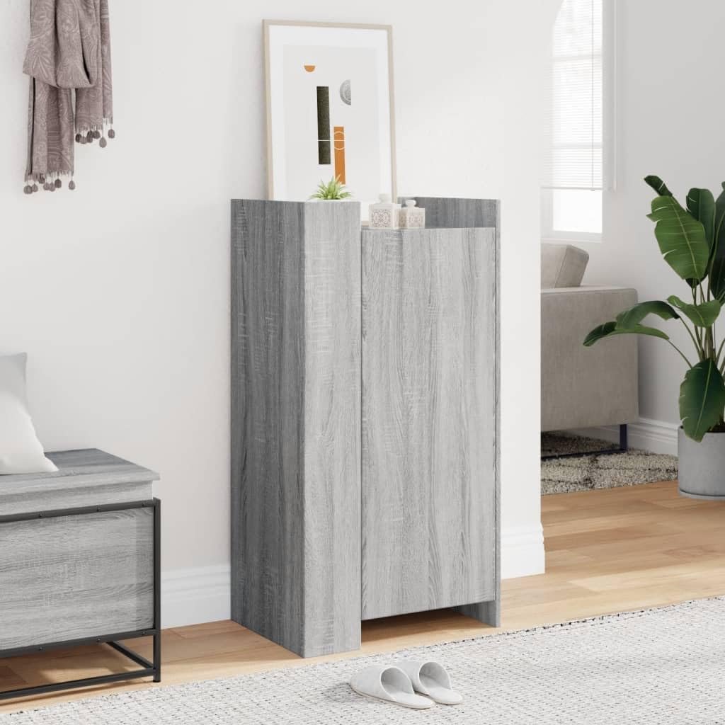 Zapatero Sonoma gris apilable y duradero para entrada de madera