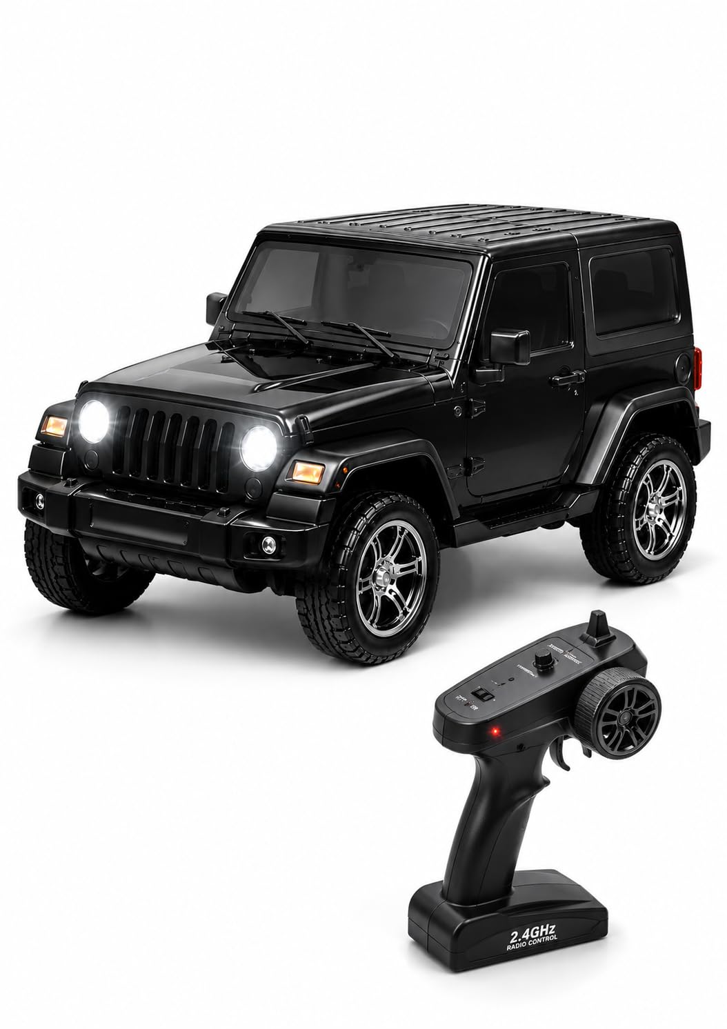 Remote Control Thar Style Car for Kids, LED Headlights, Music, Realistic Engine Sound, Full Function Steering, USB Rechargeable, 3+ Years (Black)-image-41