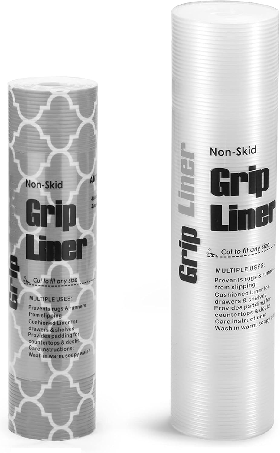 Glotoch 2 Rolls Shelf Liners for Kitchen Cabinets- Non Adhesive Cabinet and Drawer Liner, Double Sided Non-Slip Durable and Strong, Quatrefoil&Clear
