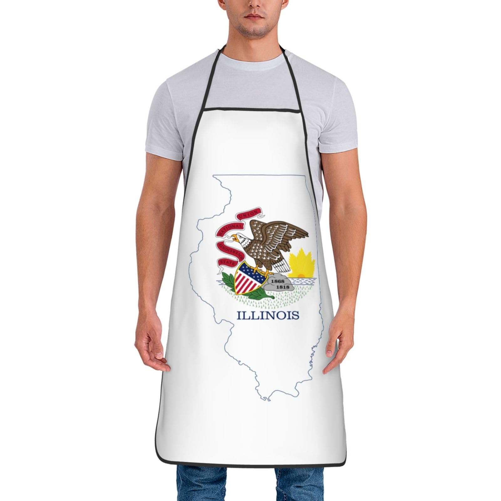 Tablier de cuisine unisexe avec emblème national de l'Illinois, doux et confortable pour homme et femme