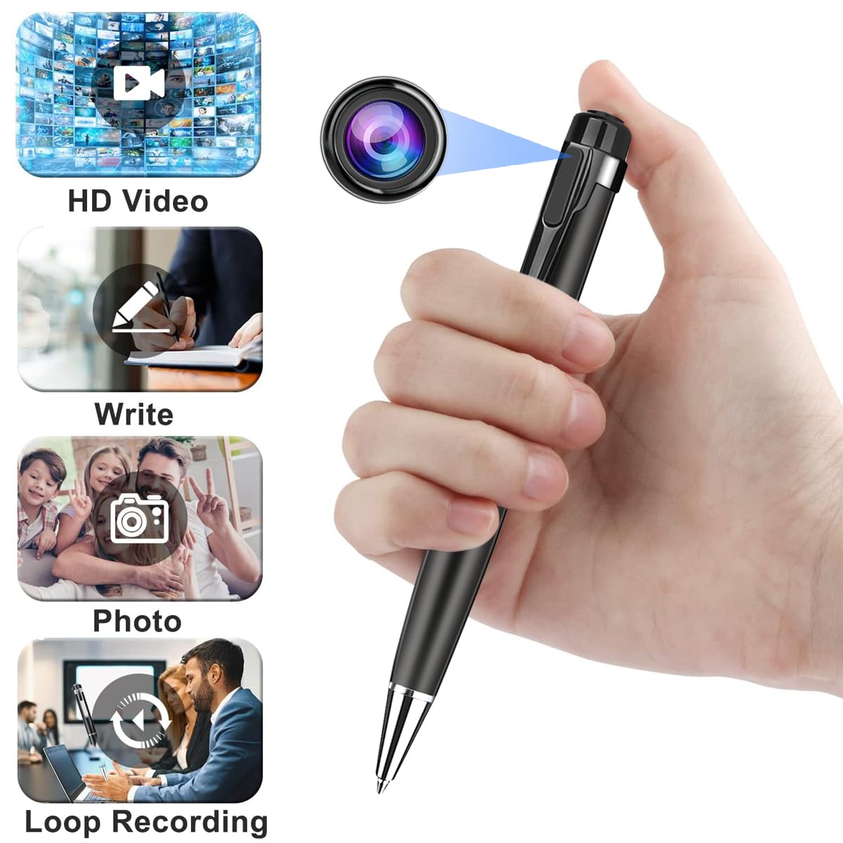 Hidden Spy Camera Pen, 1080P HD Video & Photo, Loop Recording, OTG Adapter, Portable Camera Pen for Business Meeting, Classroom Study — view 2