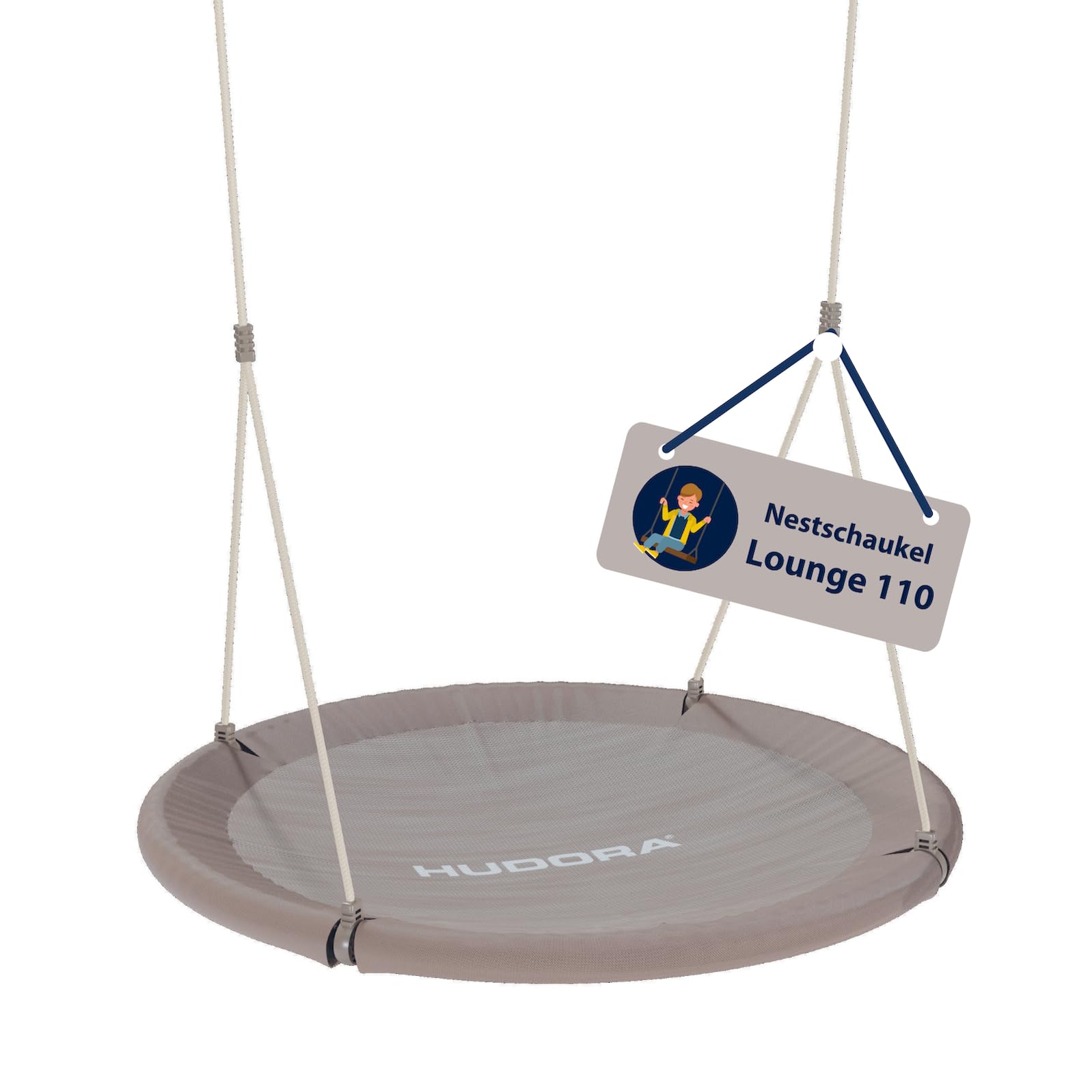 HUDORA Nestschaukel Lounge - Höhenverstellbare Hängeschaukel mit 110cm Durchmesser für bis zu 150kg - Schaukel mit geschlossener Sitzfläche - Familienschaukel für drinnen & draußen, Sand
