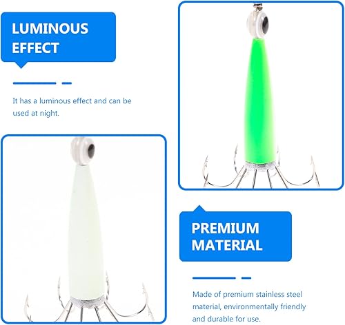 Miniatura 3 de VANZACK Señuelos de pesca luminosos profesionales que brillan en la oscuridad, anzuelos de calamar