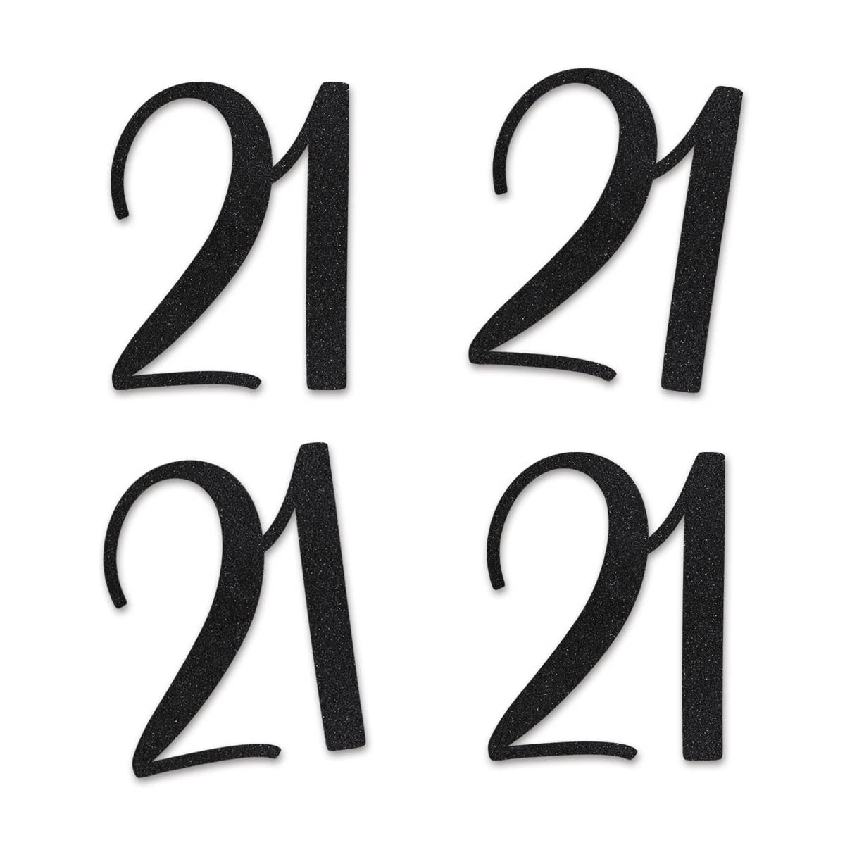 Amazon.com: Black Glitter 21 Cut-Out Numbers, 21st Birthday Party ...