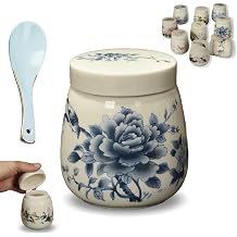 Coddled Egg Cups, Coddle Egg Coddler Cups with Lids, 2026 New Vintage Style Ceramic Egg Cooker, 220ml Chawanmushi Cups, Single or Double Egg Cooking with a Twistable Ceramic Lid D, 1PC