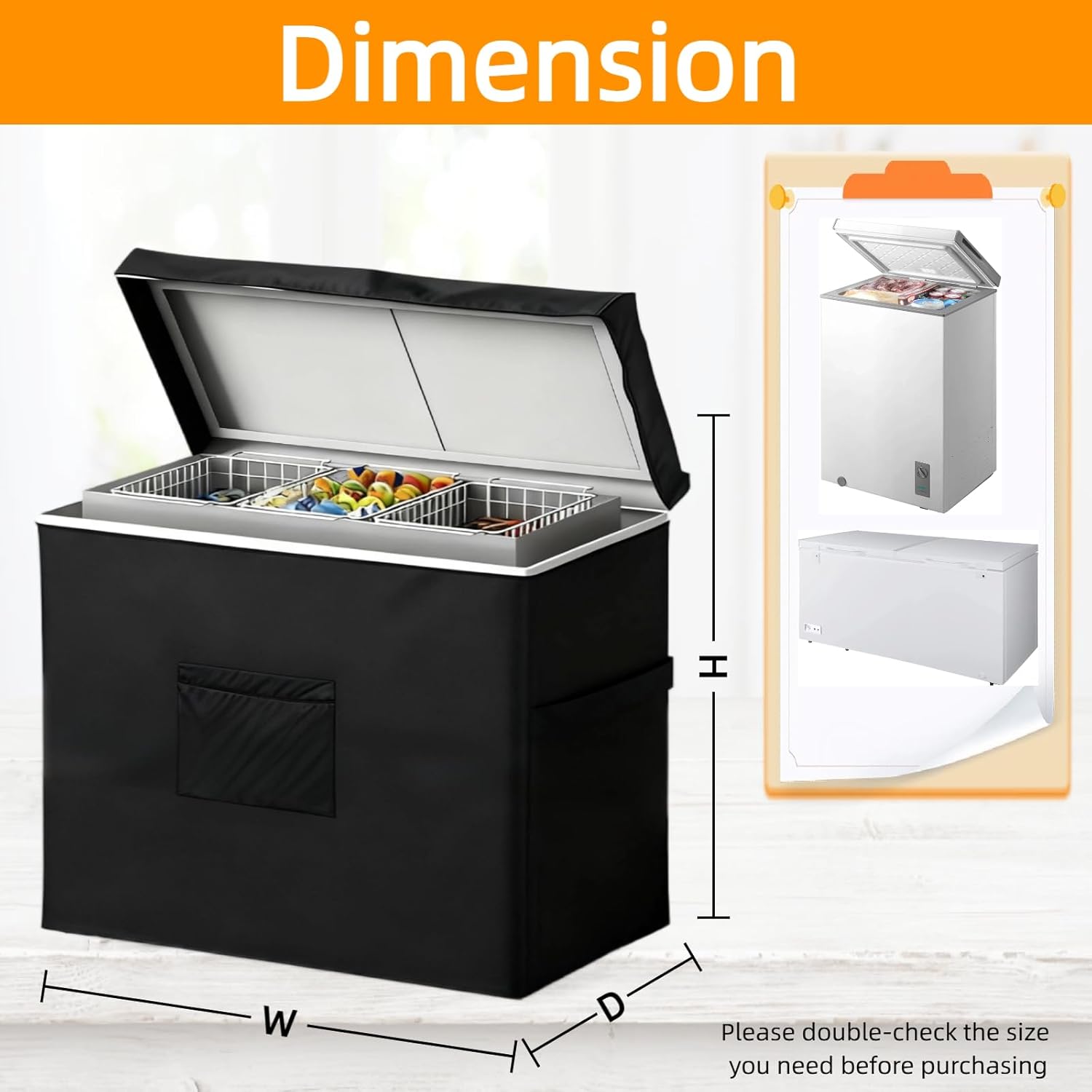 Chest Freezer Cover for Vevor 17.2 Cu ft Deep Freezer,Commercial Display Cooler for Outdoor 30"D x 66"W x 33"H