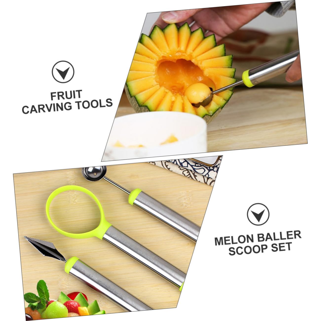 Cabilock 1set Fruit Carving Tools Fruit Corer Melon Scoop Kit Food-grade and Handle for Parties and Events