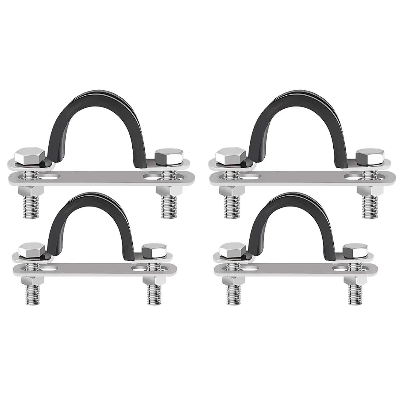 Esmen Uae One Color 304 Stainless Steel Round Pipe Fixing Clip, 4 Sets Thickened Steel Pipe Bracket, U-Shaped Pipe Clamp, Water Pipe Support Tube Fittings(Φ25)