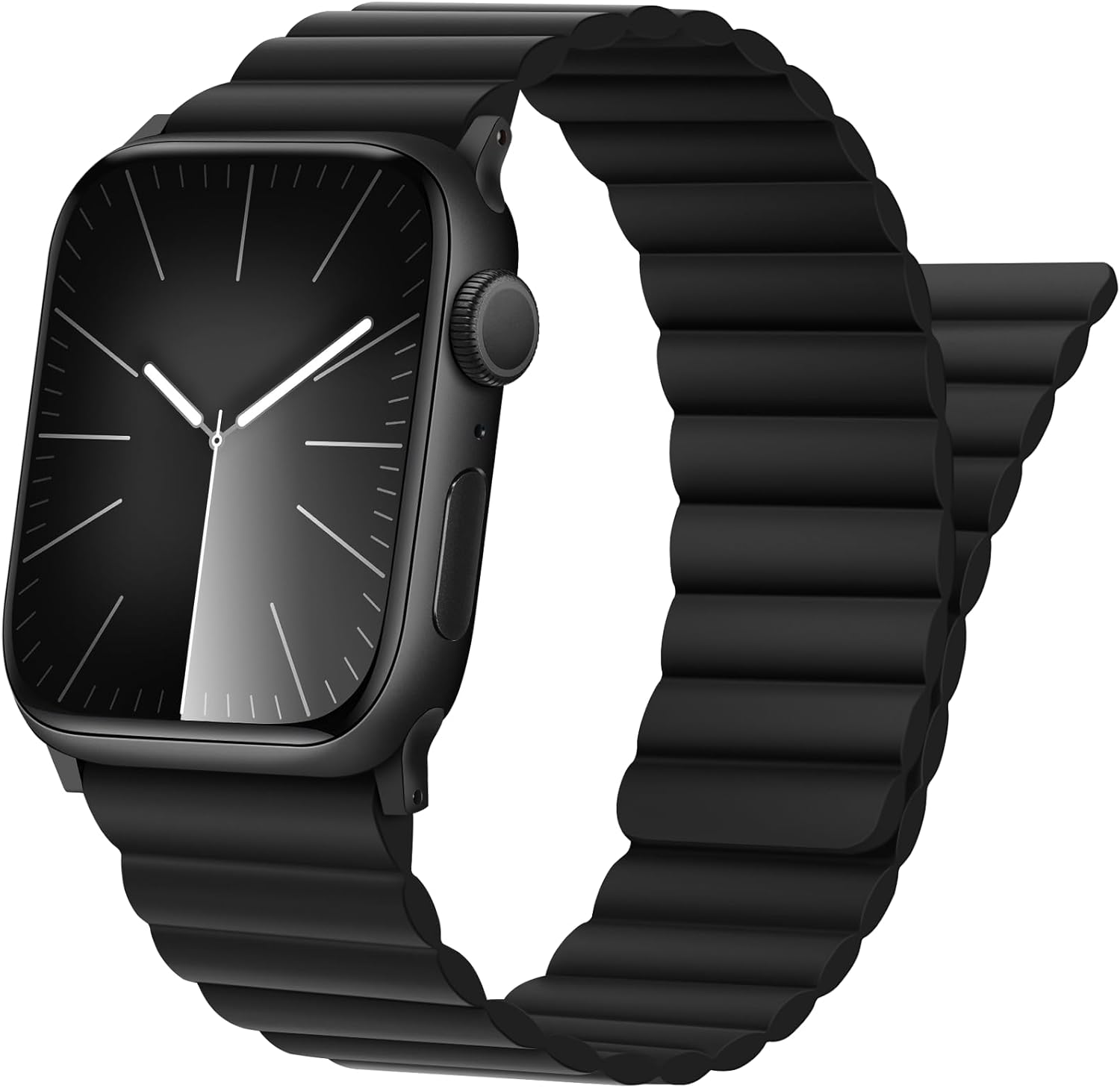 Tasikar Magnetic Straps Compatible with Apple Watch Strap 49mm 45mm 44mm 42mm Ultra 2 Ultra Series 9 8 7 6 5 4 3 2 1 SE 2 SE, Silicone Band with Magnetic Closure for Men Women (Black)