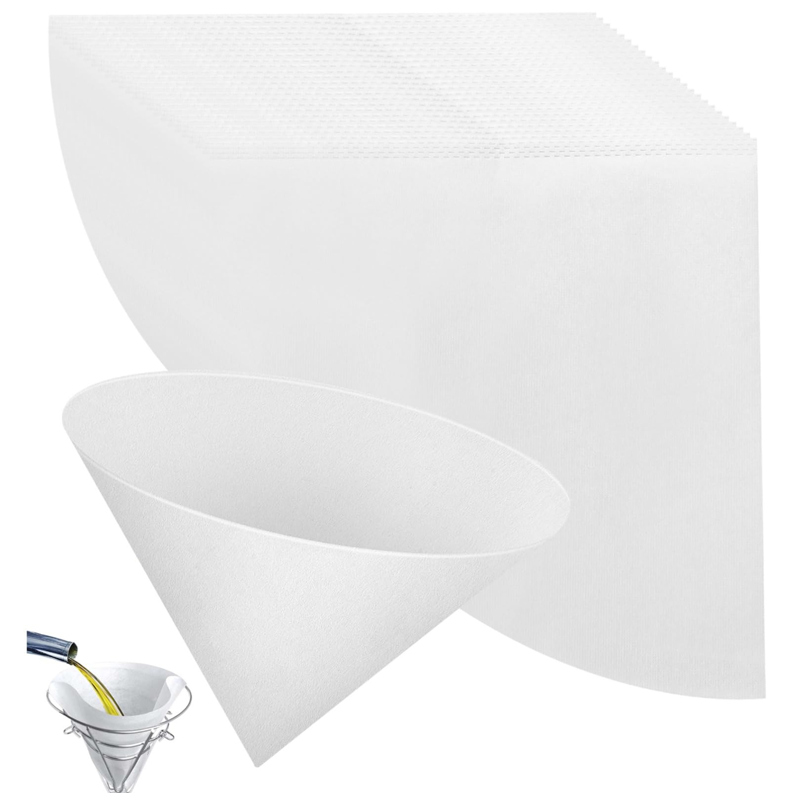 25 Pack 10" Deep Fryer Oil Filters Non Woven Cooking Oil Cones Strainer Maple Syrup Beeswax Filter for Hotels Restaurants Cafes Food Trucks Disposable Grease Kitchen Filters White