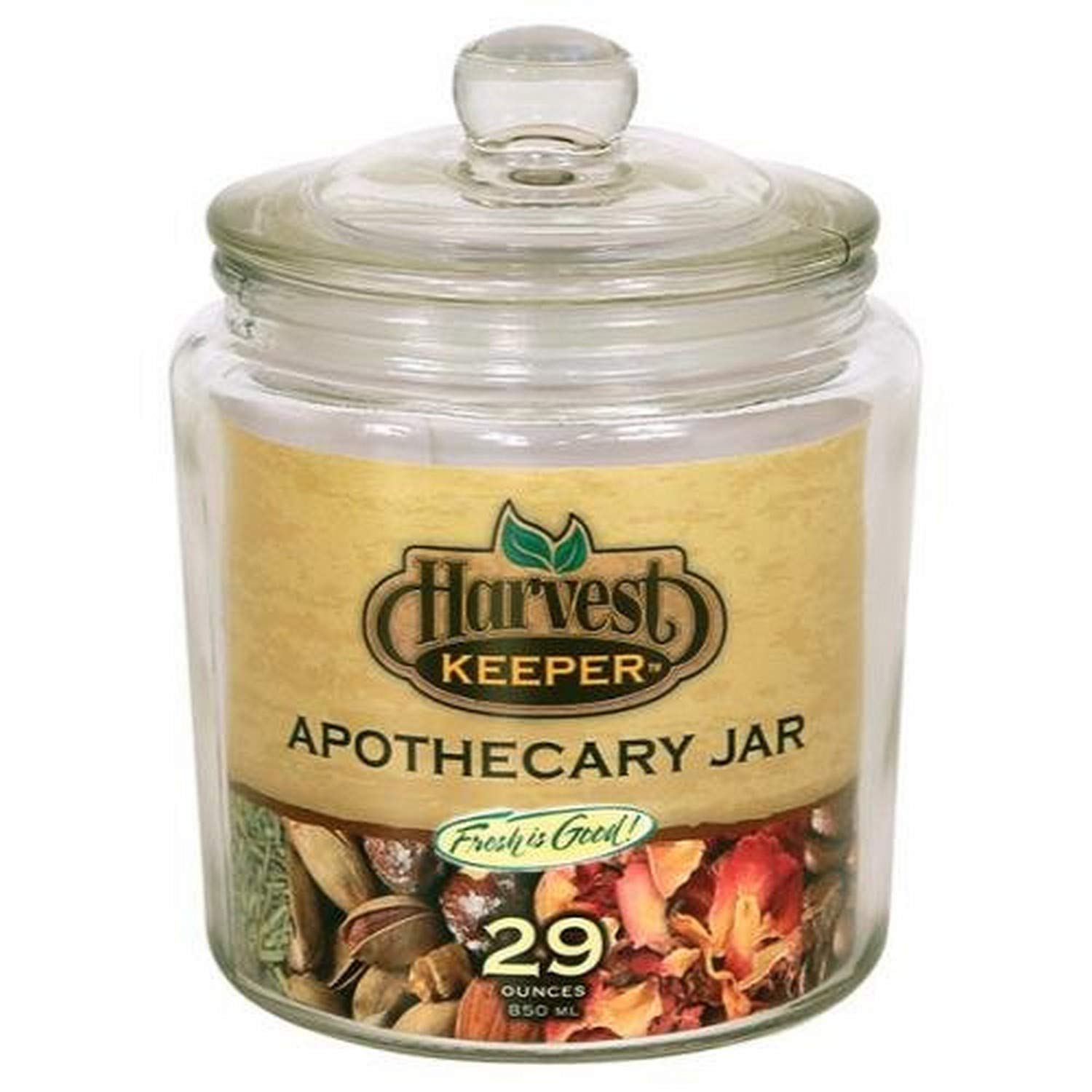 Harvest Keeper Glass Storage Apothecary Jar w/Sealed Lid - 29 oz (24/Cs)