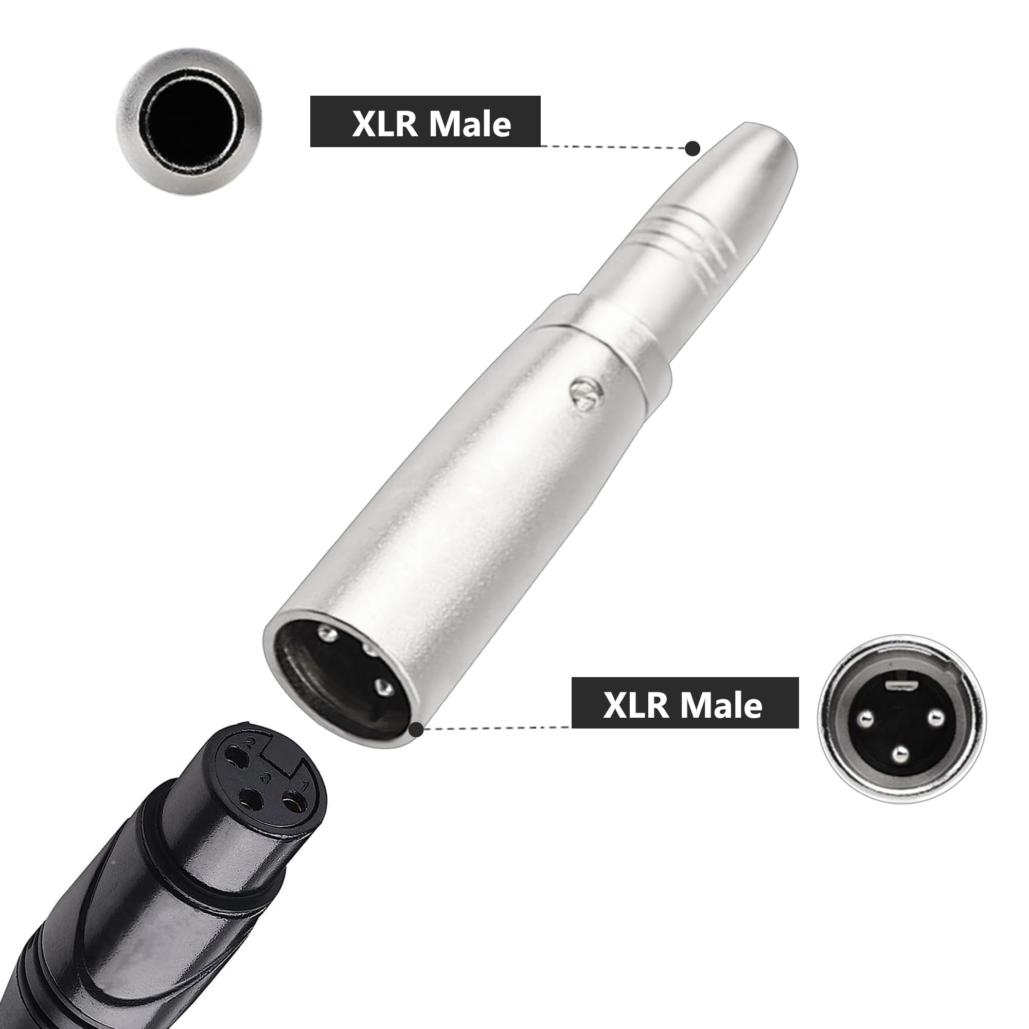 My Cable Mart XLR Male To 1/4" Stereo Female Adapter - Nickel Plated