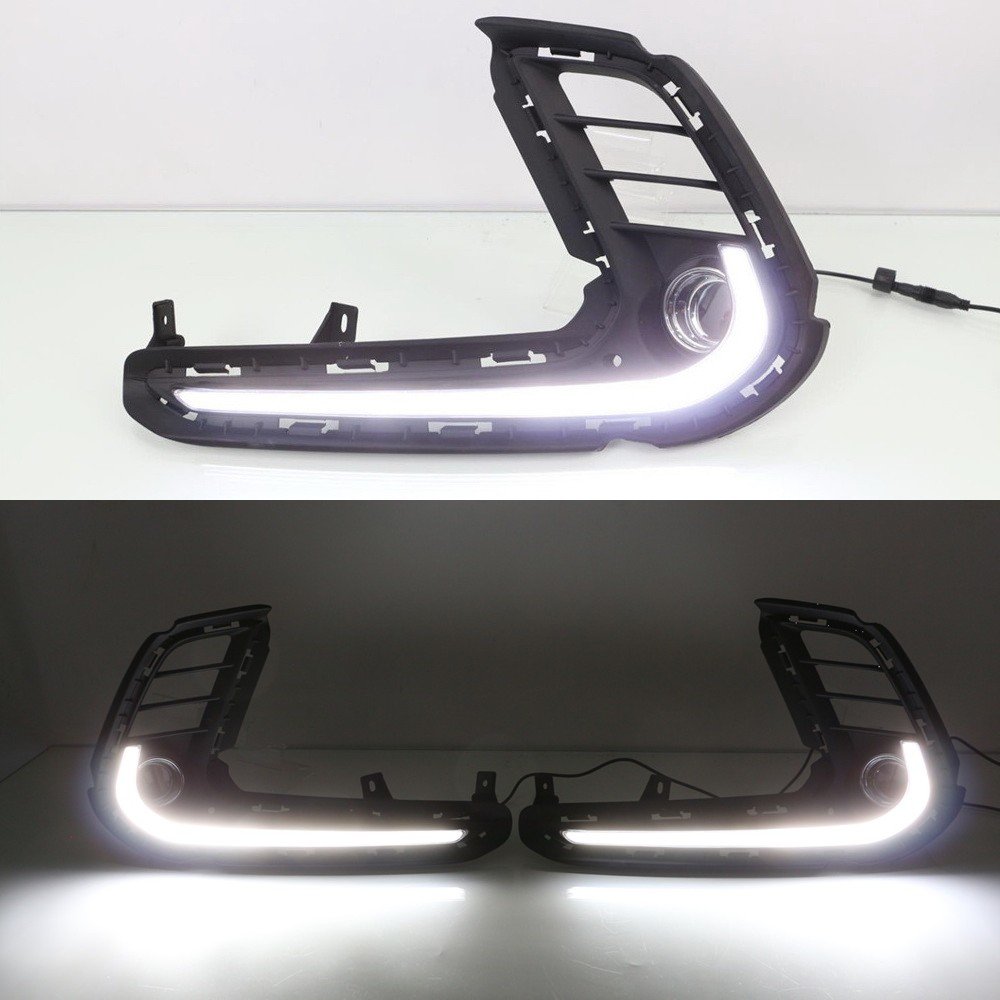 Guía de luz LED de luz diurna para Elantra 6th 2017 2018, DRL LED con intermitentes amarillas