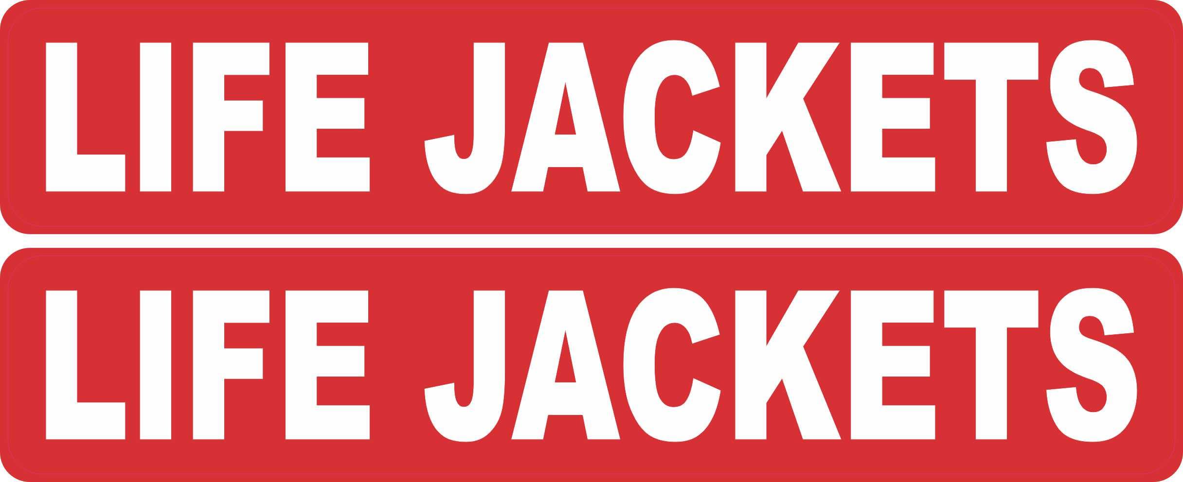 StickerTalk Life Jackets Vinyl Stickers, 1 Sheet of 2 Stickers, 8 inches by 1.5 inches Each