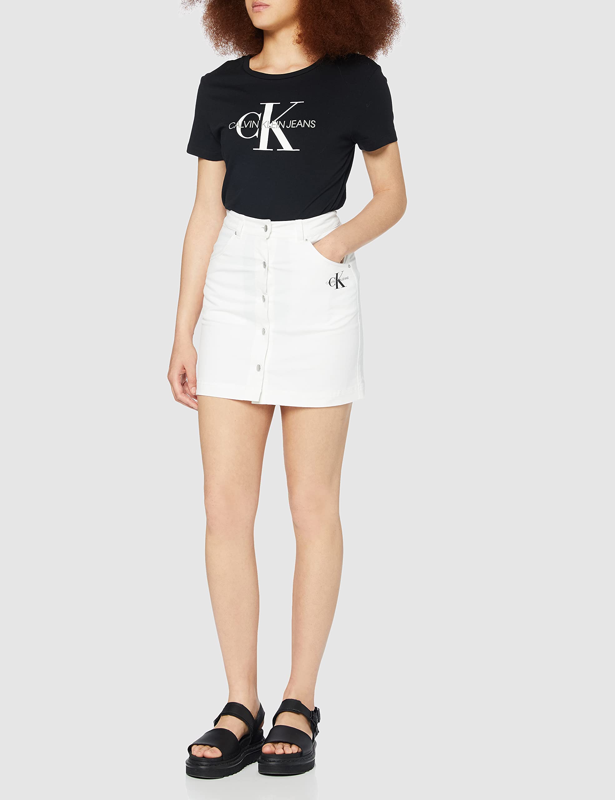 Calvin Klein Jeans Cotton Twill Mini Skirt. Jupe Femme