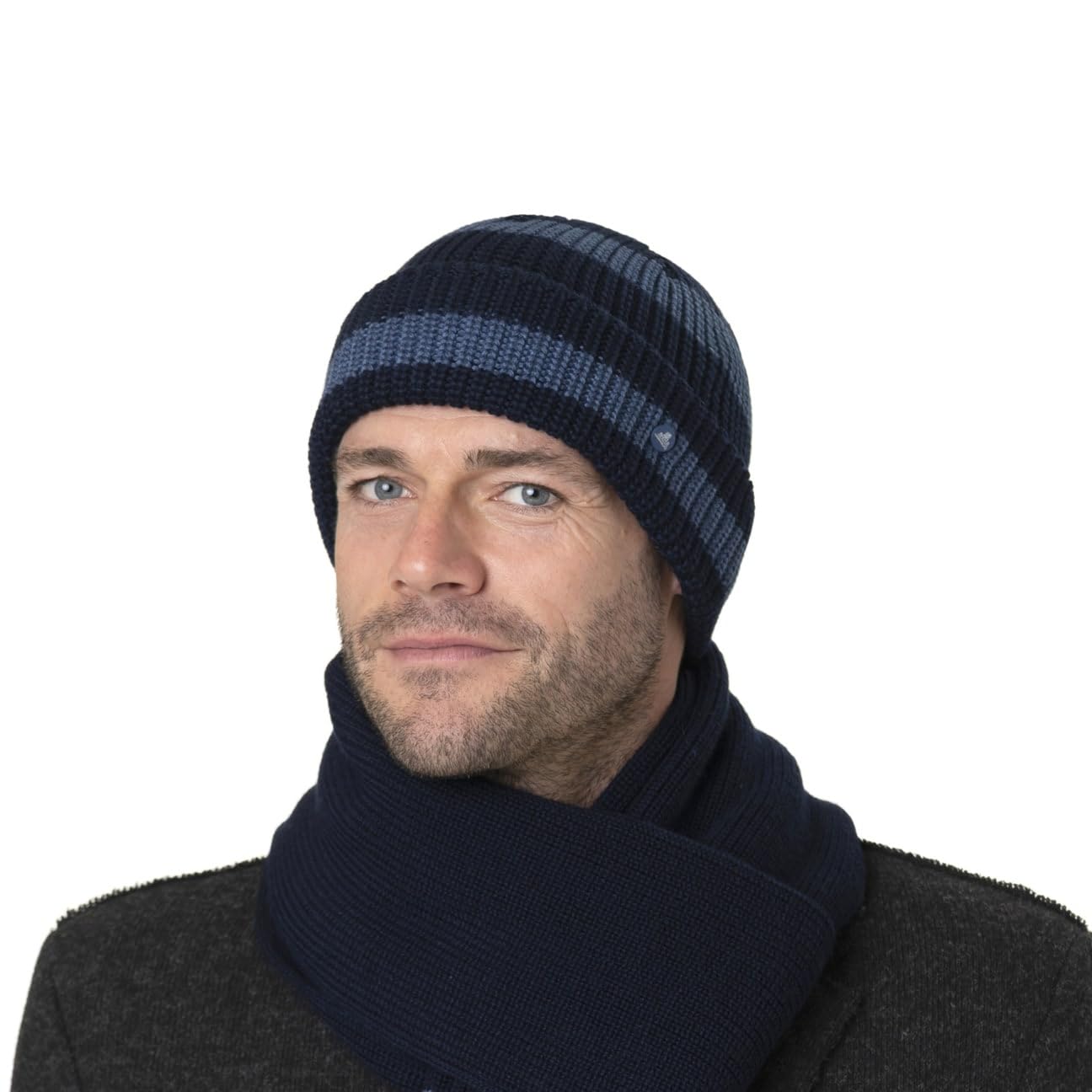 HAMMABURG Strickschal Gestreift Wollmix Damen Herren Made in Italy Herbst Winter