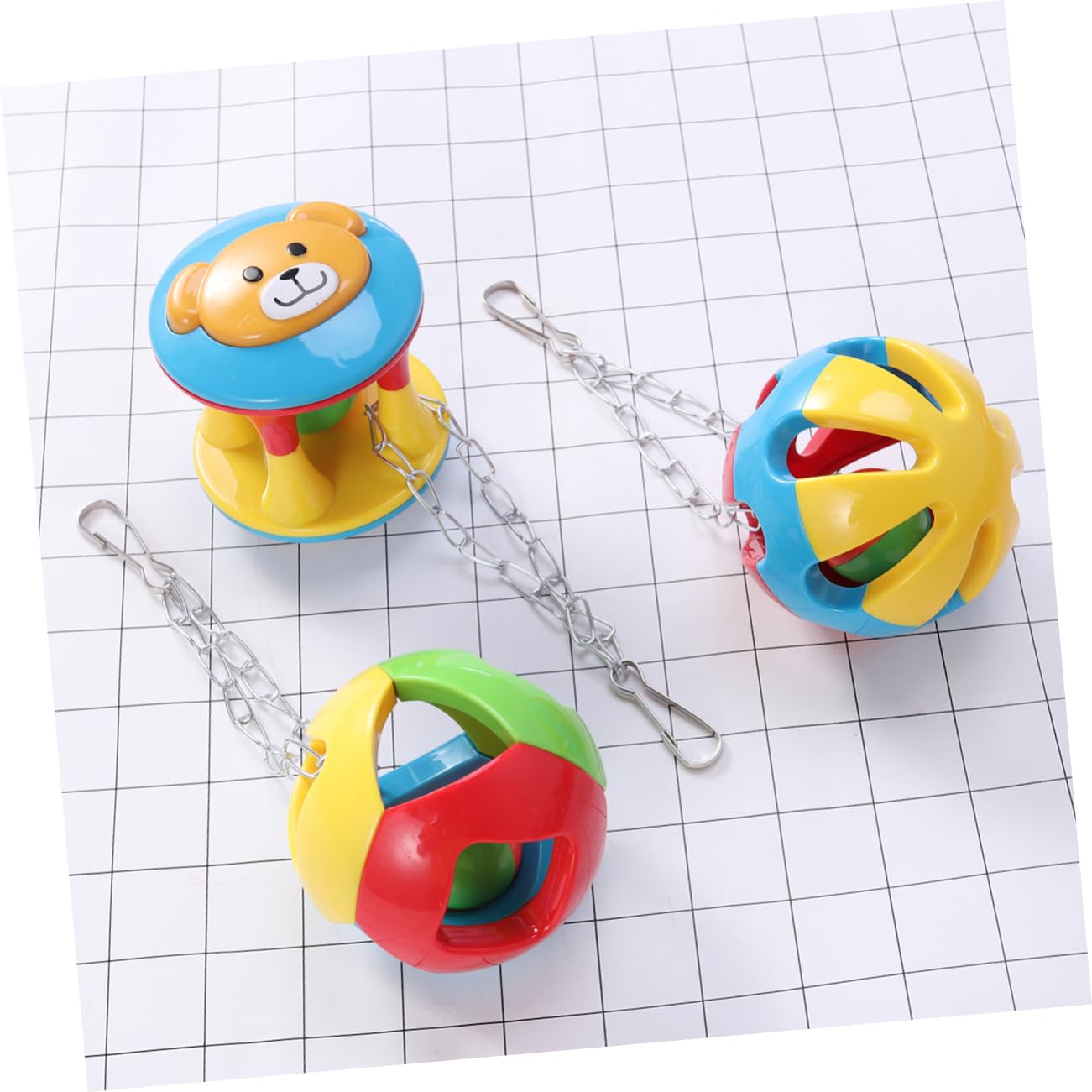 DOITOOL 3 Pcs Juguetes para Pájaros - Pelota de Masticación para Loros con Campana - Accesorios de Jaula Agapornis Periquitos - Juguete de Entrenamiento Interactivo para Aves Pequeñas y Medianas