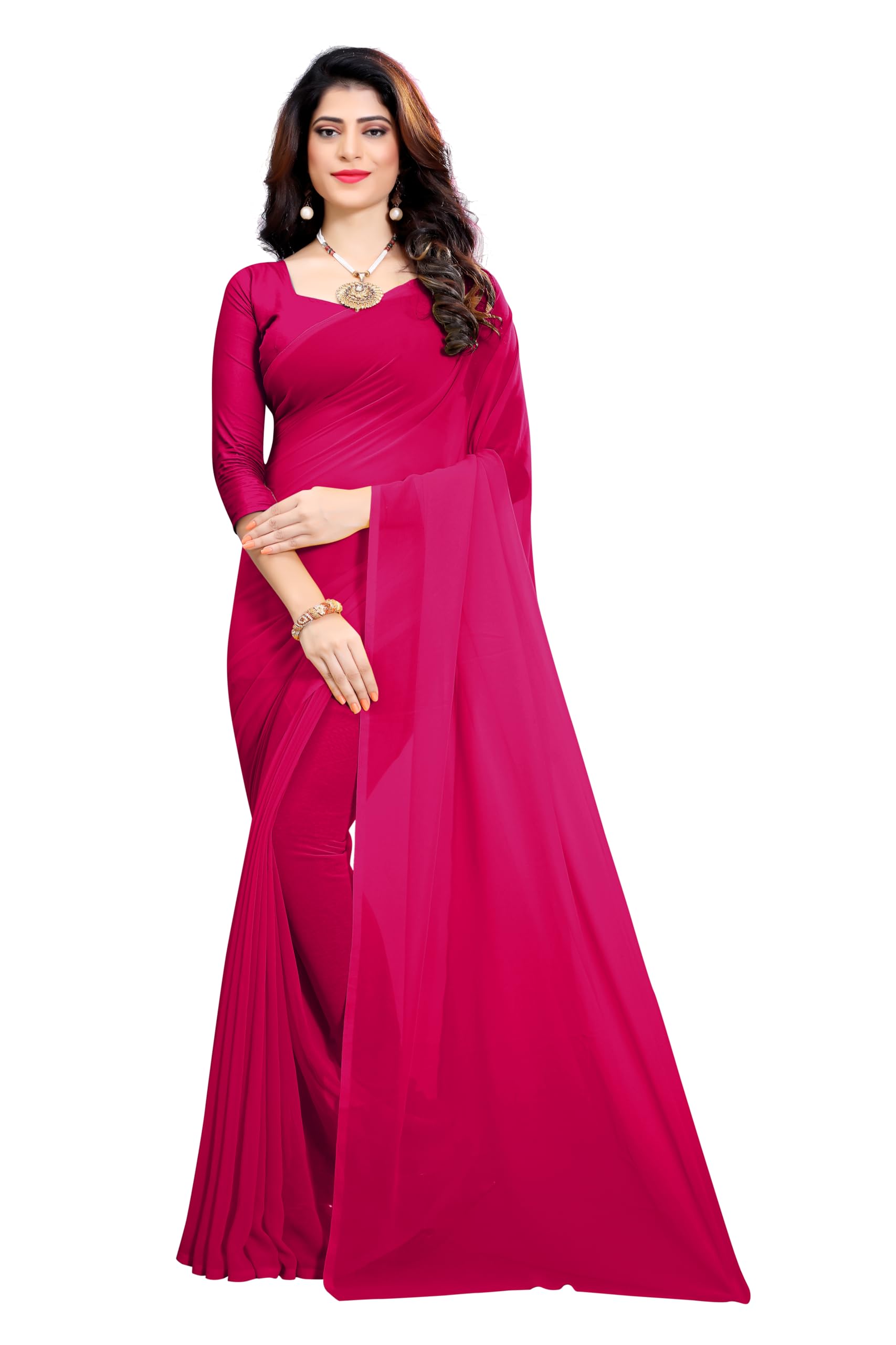 RK Fashions8 | Women's Pure Georgette Saree with Blouse Piece | Soft, Lightweight, Plain Saree for Casual, Office | Set of 1|-picture-29