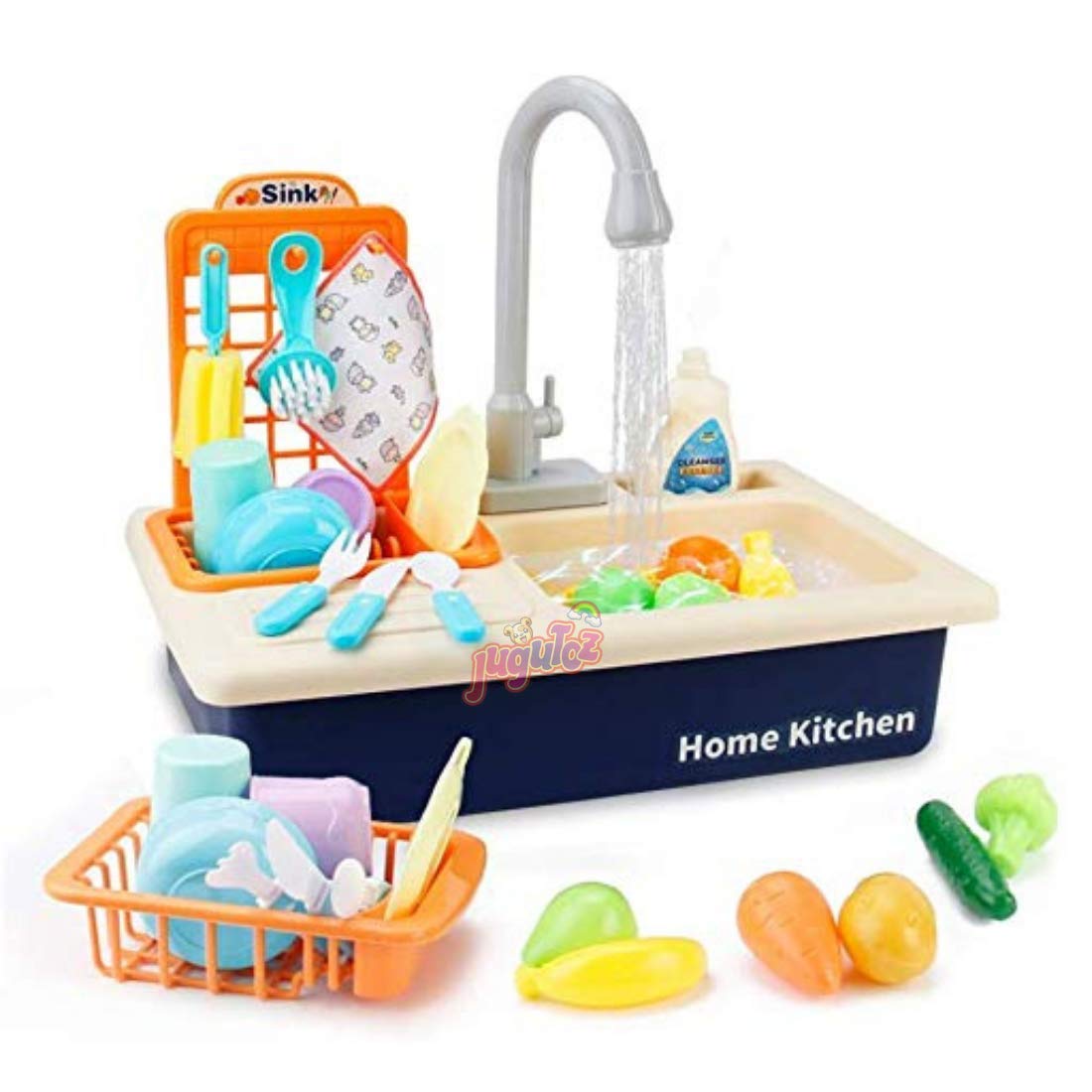Jugutoz Plastic Play Sink with Running Water, Electronic Dishwasher, Pretend Role Play Kitchen Toy with Upgraded Working Faucet and Dishes Playset for Girls - Orange (B08Y1ZM95J) Amazon Price History, Amazon Price Tracker